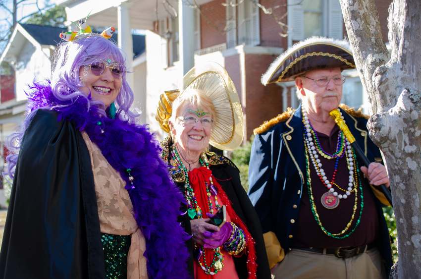 3 dressed up for New Bern Mardi Gras – photo by Craig Powell
