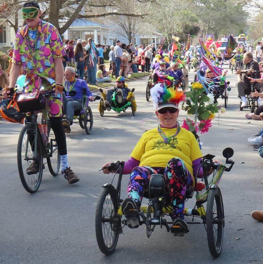 Bike riders at New Bern Mardi Gras 2024
