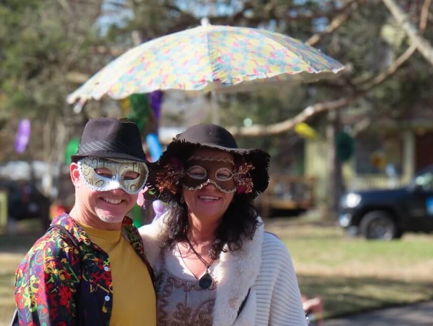 a couple in costume – New Bern Mardi Gras 2024